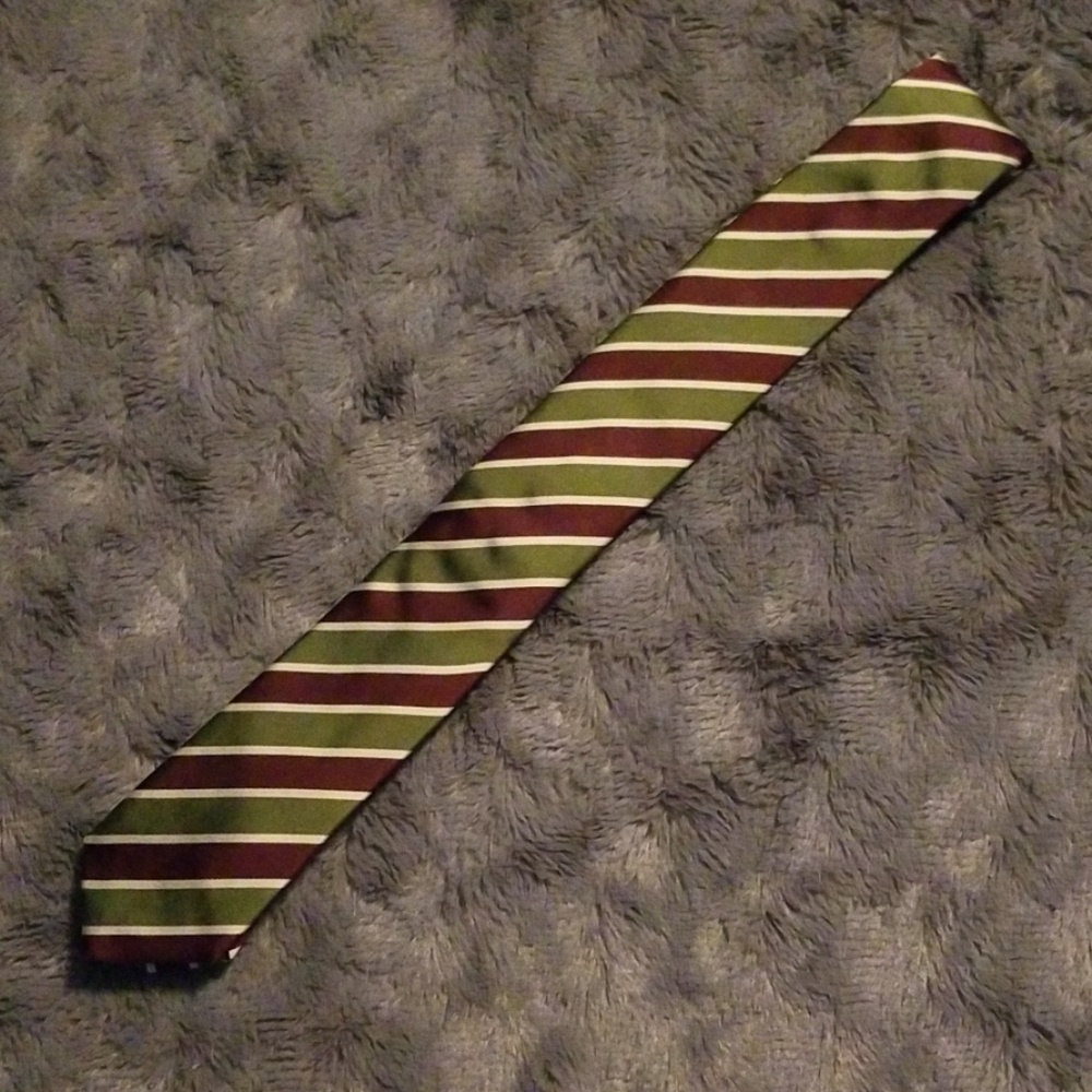 Men's Prada Green and Burgundy Striped Tie